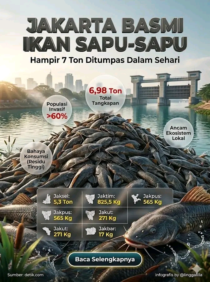 Viral Jakarta Bersih-Bersih Dan Basmi Ikan Sapu-Sapu